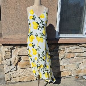 Lulu's Asymmetrical Dress with Lemon Print Size Large NWT